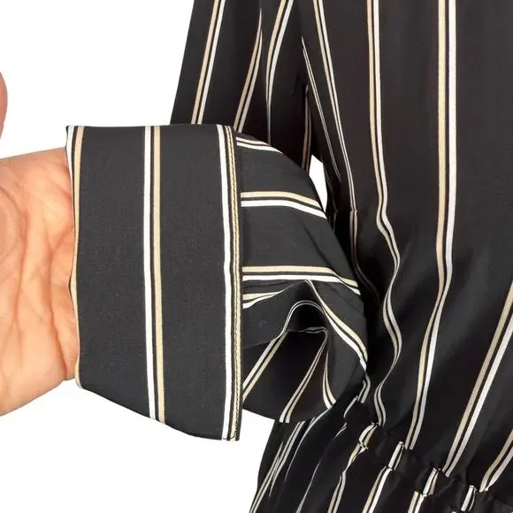 Black Striped Shirt Dress Knee Length Size 4 Young Professional Office Career - Picture 8 of 12